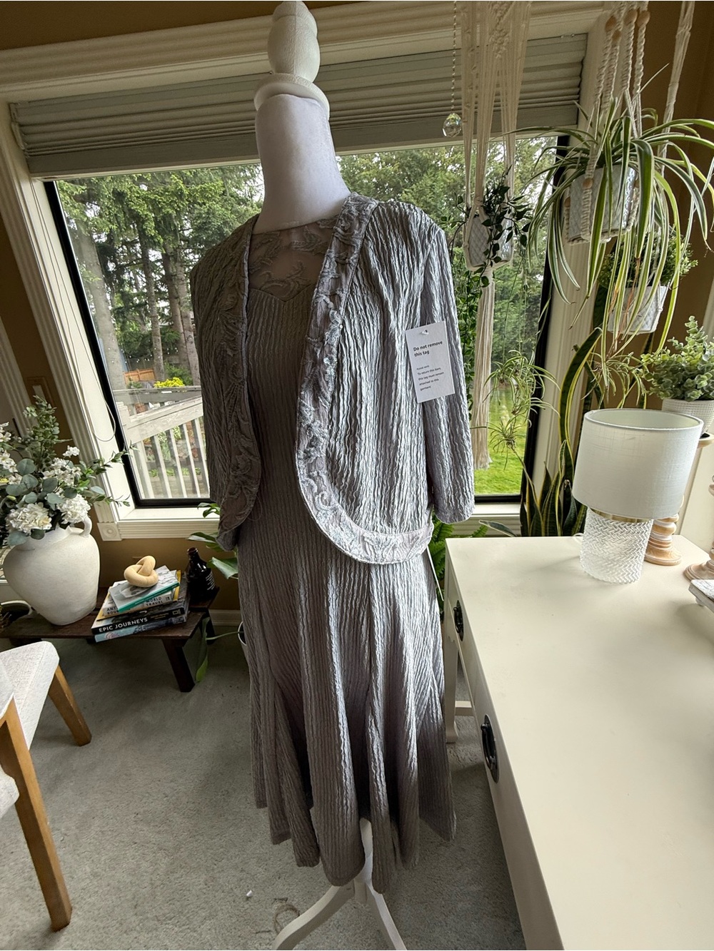 Grace Karin Light Gray Women's Two-Piece Dress & Jacket Set